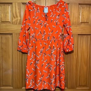 Yoana Baraschi Orange /Red Feather Dress Size Medium NWT